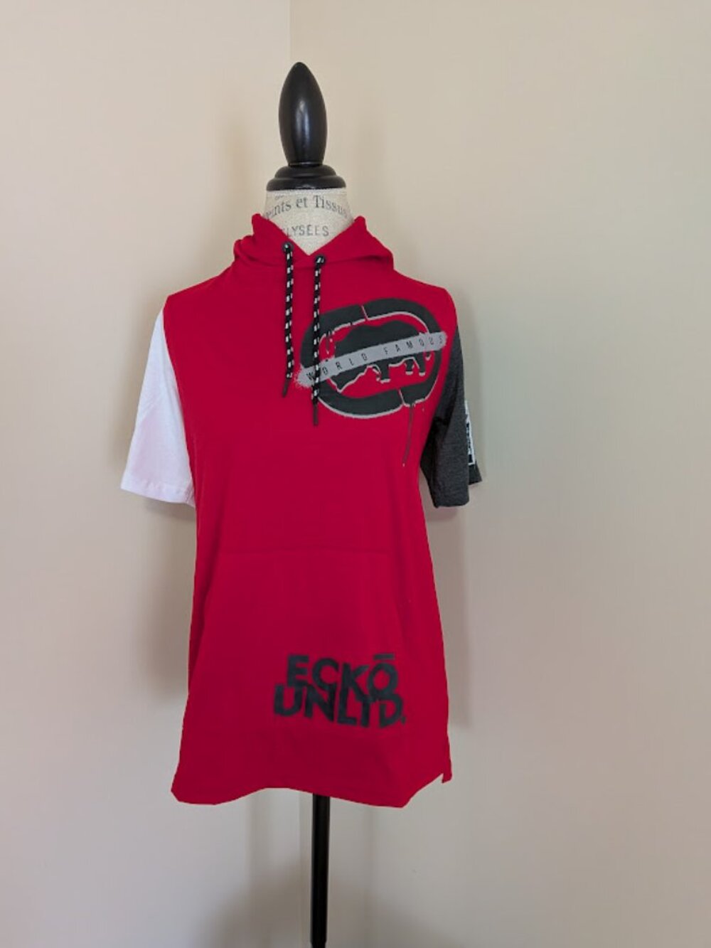 Ecko Unltd short sleeve red hoodie kangaroo pockets NWT sz S